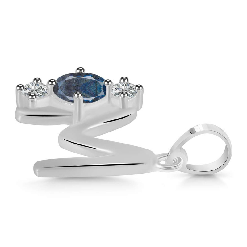 Labradorite & White Topaz Alphabet M Pendant
