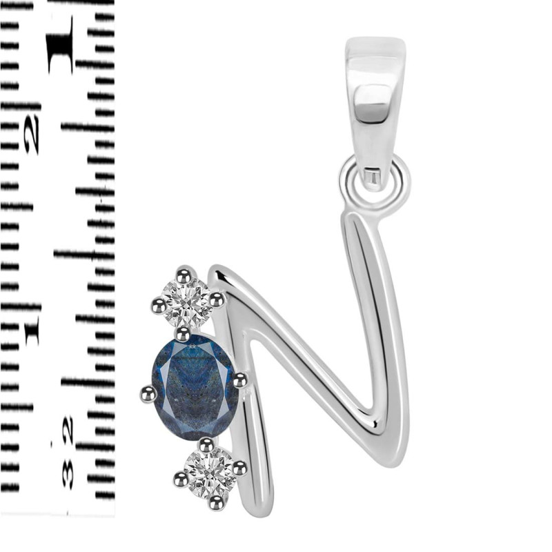 Labradorite & White Topaz Alphabet N Pendant LBD-RDA-66.