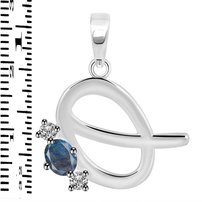 Labradorite & White Topaz Alphabet Q Pendant LBD-RDA-69.