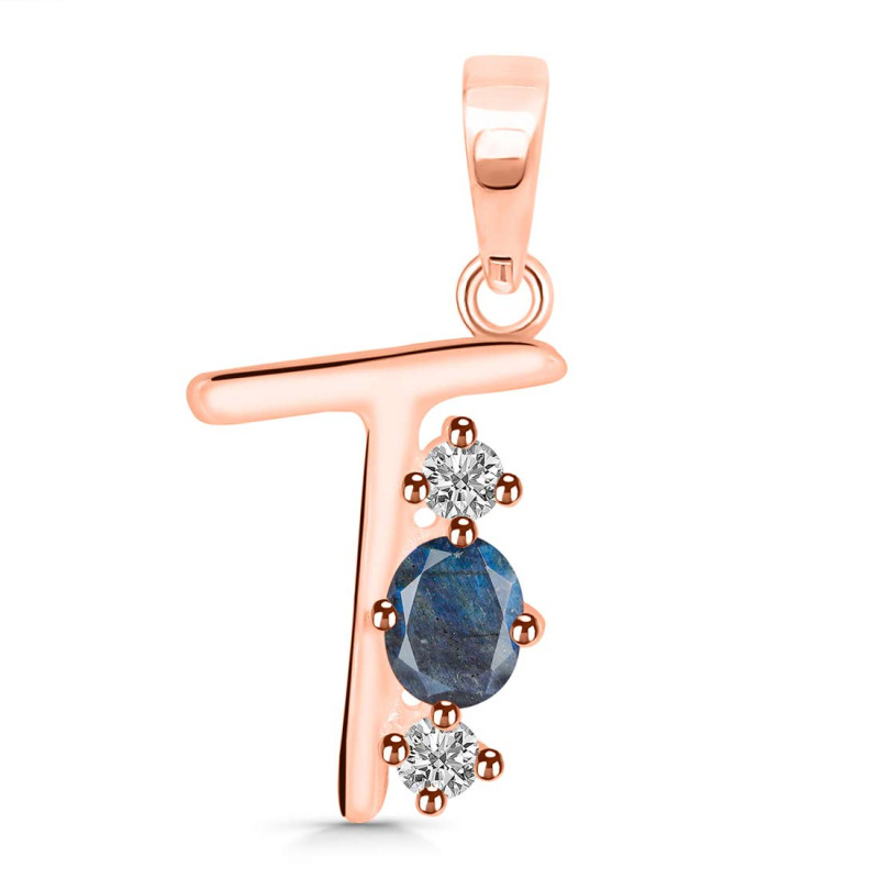 Labradorite & White Topaz Alphabet T Pendant LBD-RDA-72.