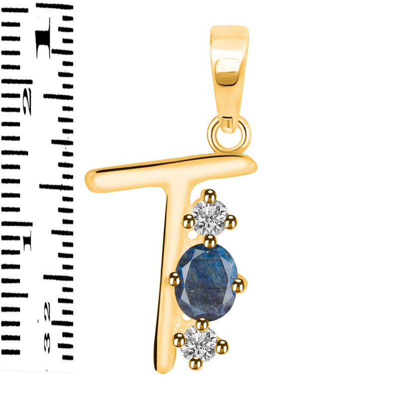 Labradorite & White Topaz Alphabet T Pendant LBD-RDA-72.