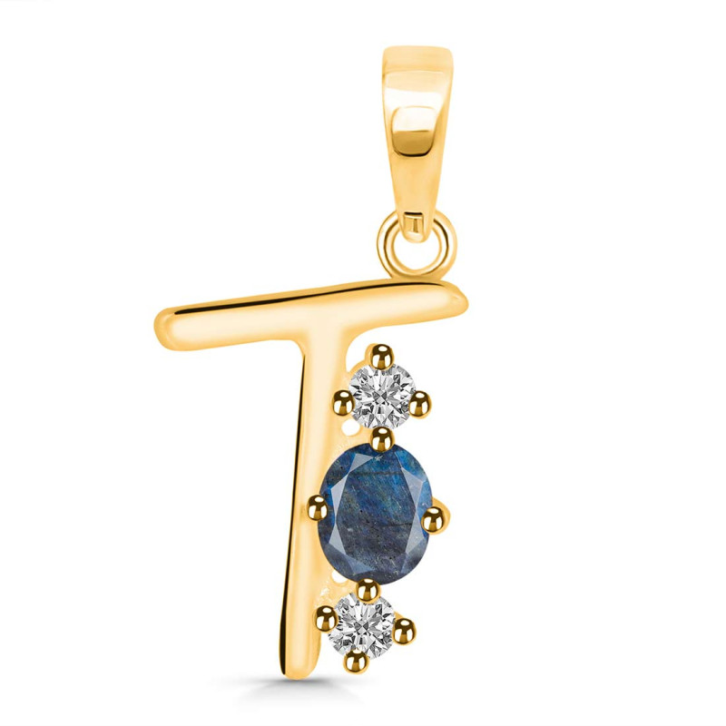Labradorite & White Topaz Alphabet T Pendant LBD-RDA-72.