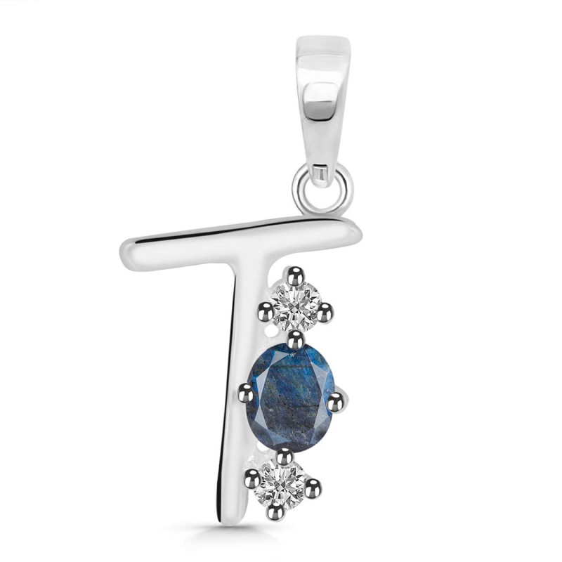 Labradorite & White Topaz Alphabet T Pendant LBD-RDA-72.