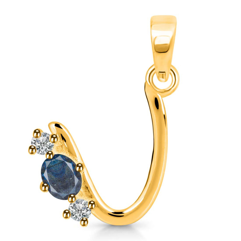 Labradorite & White Topaz Alphabet U Pendant LBD-RDA-73.