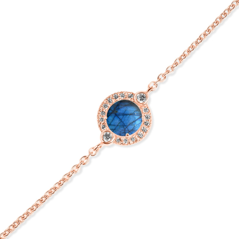 Labradorite & White Topaz Bracelet With Adjustable Camera Lock LBD-RDB-65.