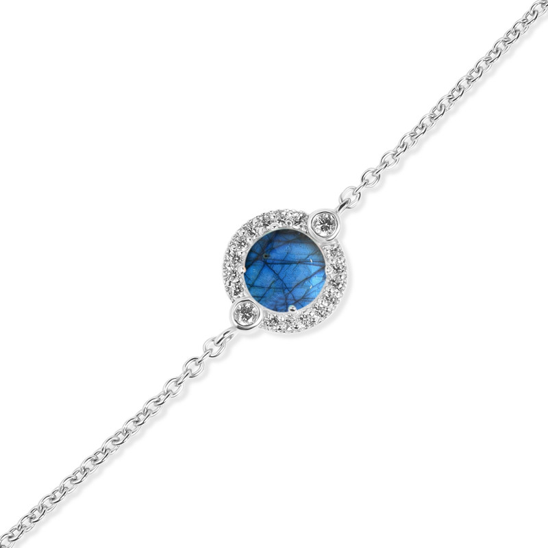 Labradorite & White Topaz Bracelet With Adjustable Camera Lock