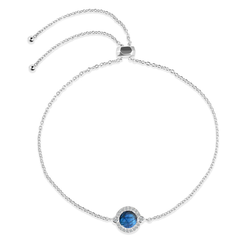Labradorite & White Topaz Bracelet With Adjustable Camera Lock LBD-RDB-65.