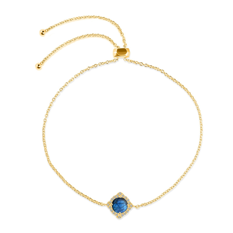 Labradorite & White Topaz Bracelet With Adjustable Camera Lock LBD-RDB-66.