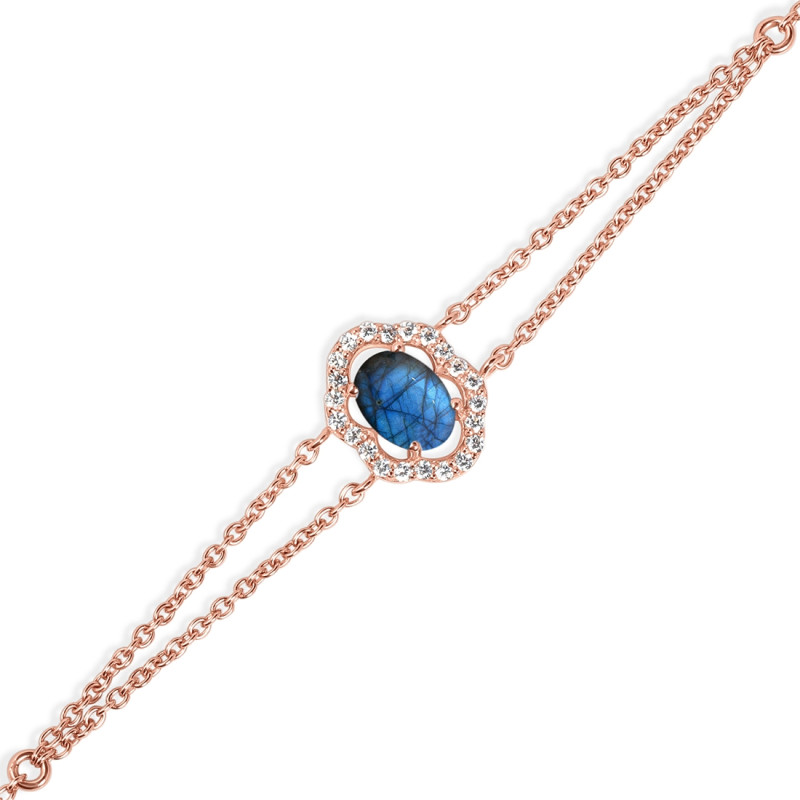 Labradorite & White Topaz Bracelet With Adjustable Camera Lock LBD-RDB-68.