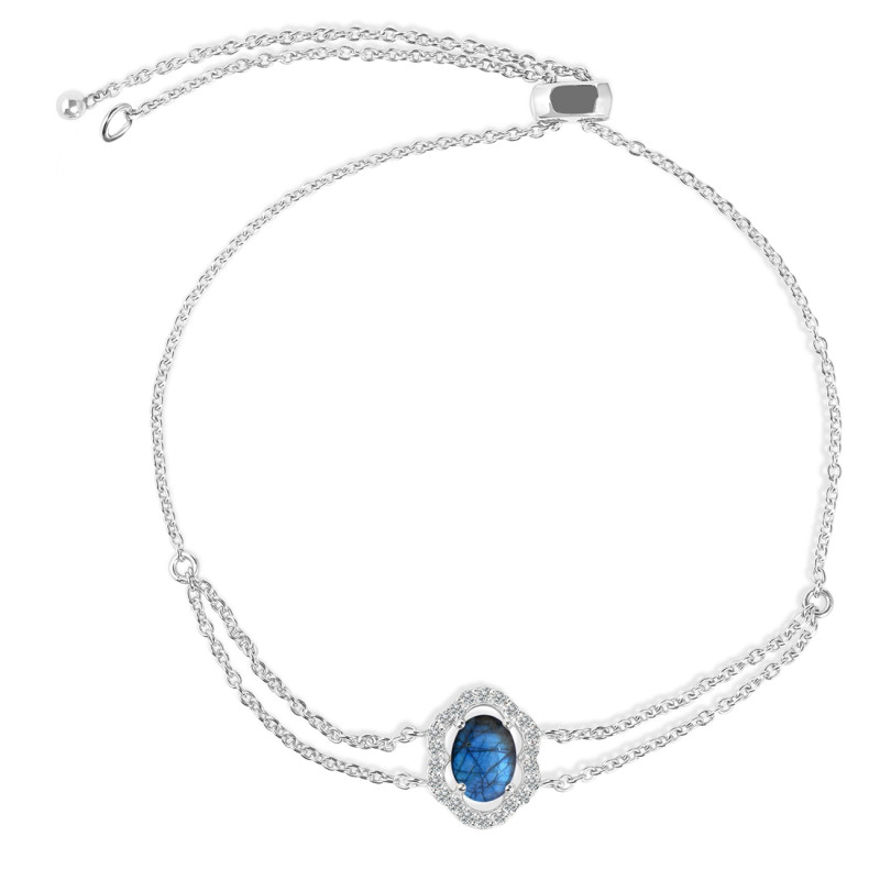 Labradorite & White Topaz Bracelet With Adjustable Camera Lock LBD-RDB-68.