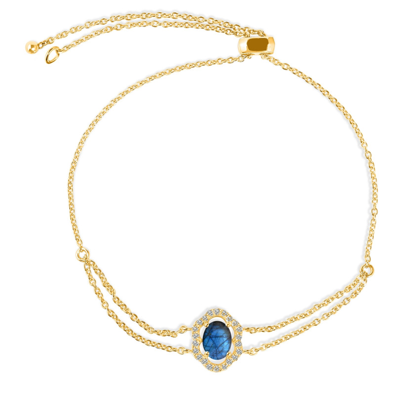 Labradorite & White Topaz Bracelet With Adjustable Camera Lock LBD-RDB-68.