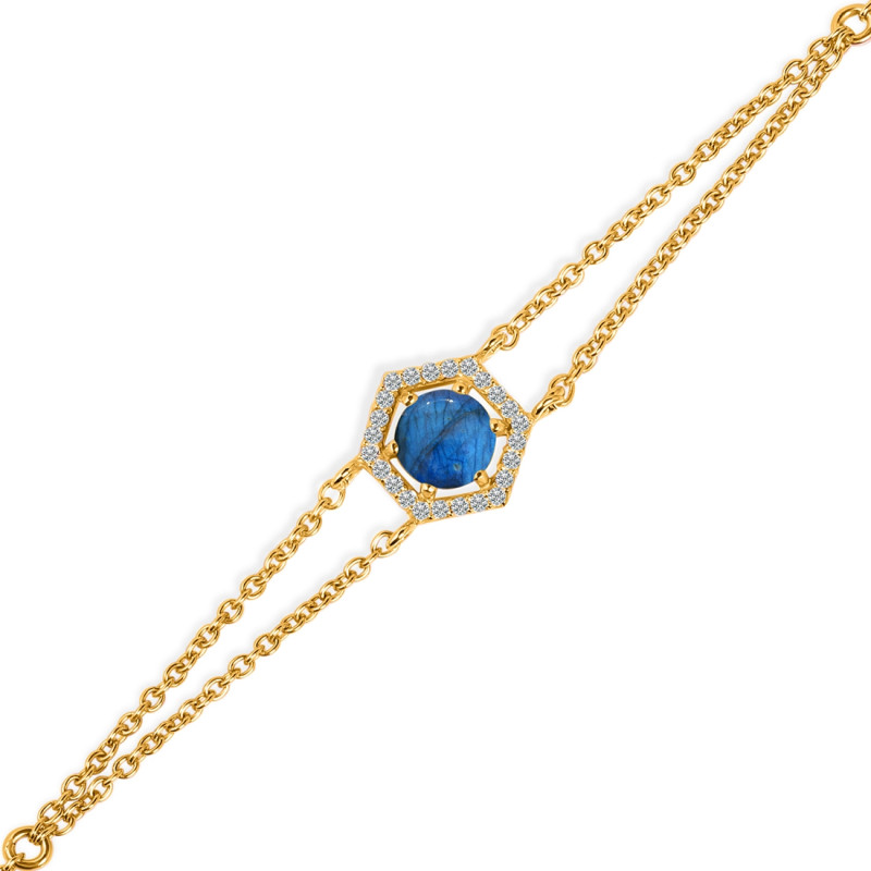 Labradorite & White Topaz Bracelet With Adjustable Camera Lock LBD-RDB-83.