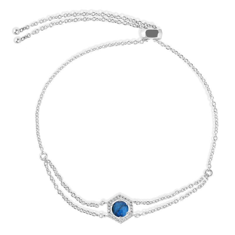 Labradorite & White Topaz Bracelet With Adjustable Camera Lock LBD-RDB-83.