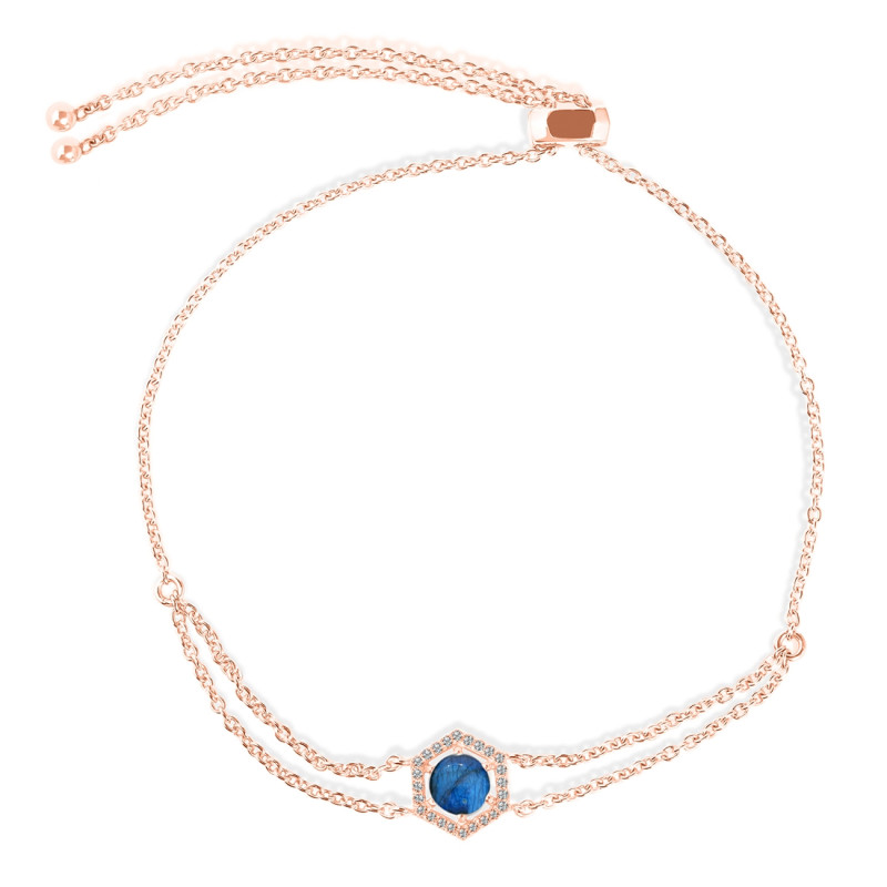 Labradorite & White Topaz Bracelet With Adjustable Camera Lock LBD-RDB-83.