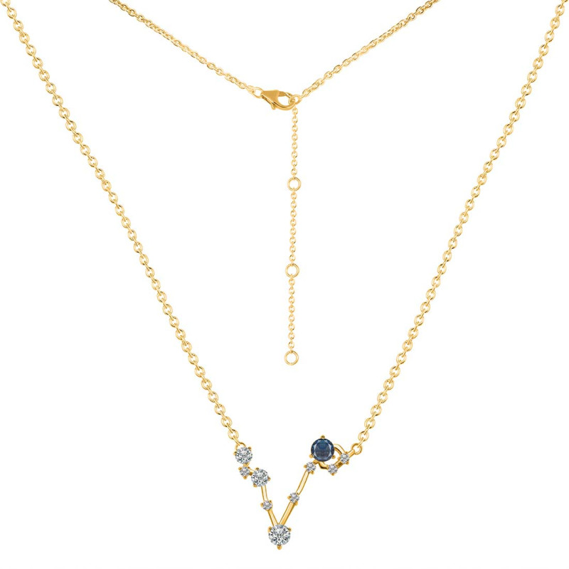 Pisces Zodiac Star Constellation Labradorite & White Topaz Necklace LBD-RDN-387.
