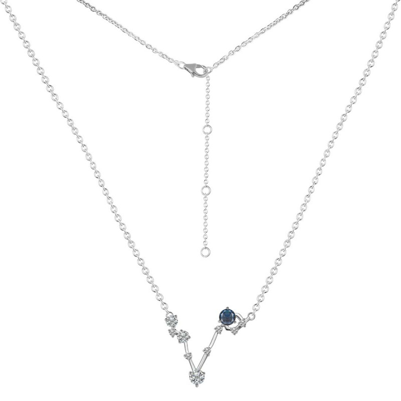Pisces Zodiac Star Constellation Labradorite & White Topaz Necklace
