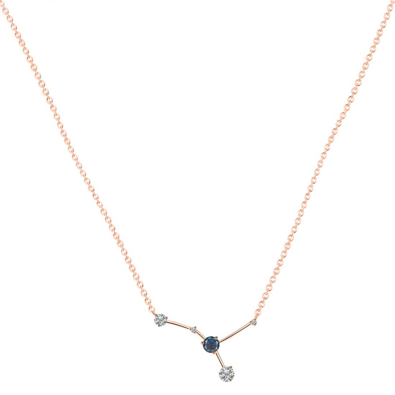 cancer Zodiac Star Constellation Labradorite & White Topaz Necklace LBD-RDN-486.