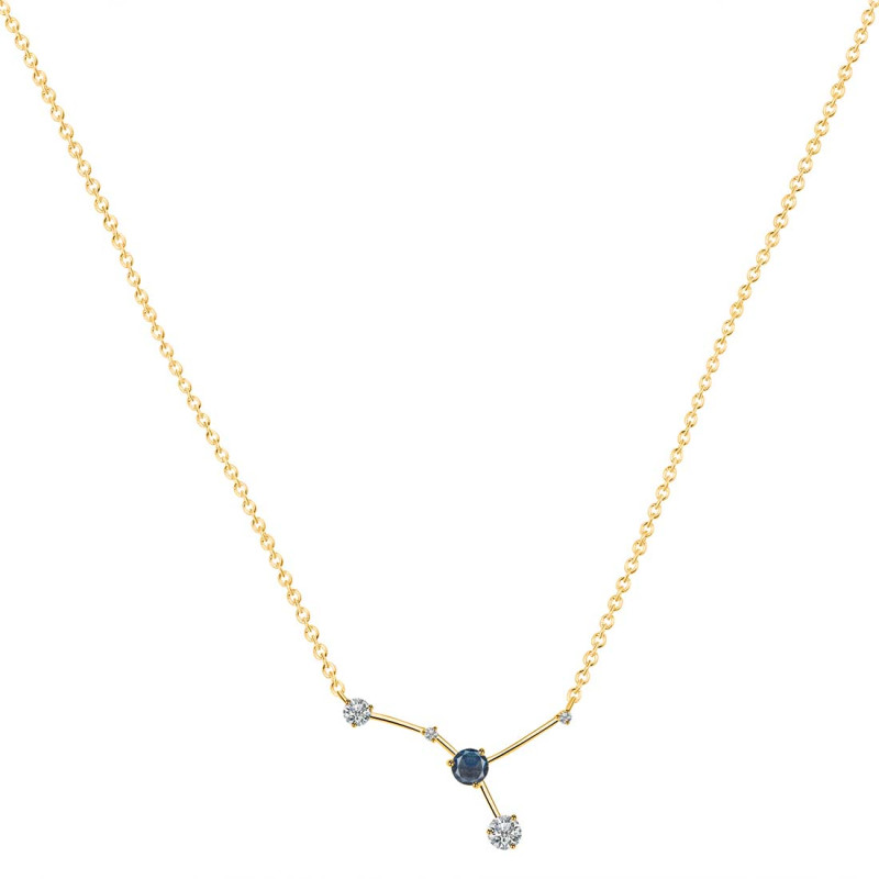 cancer Zodiac Star Constellation Labradorite & White Topaz Necklace LBD-RDN-486.