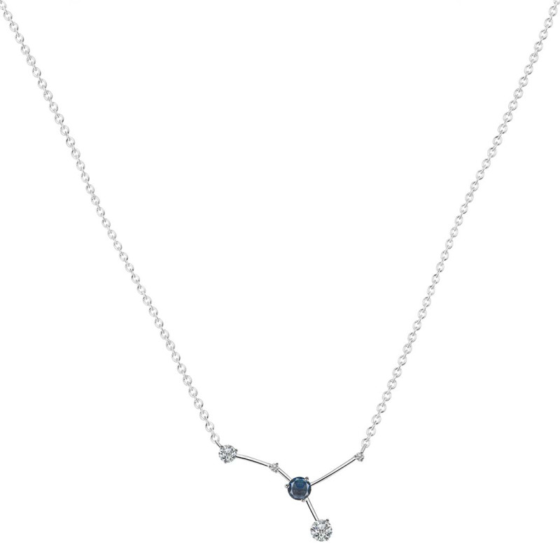 cancer Zodiac Star Constellation Labradorite & White Topaz Necklace LBD-RDN-486.