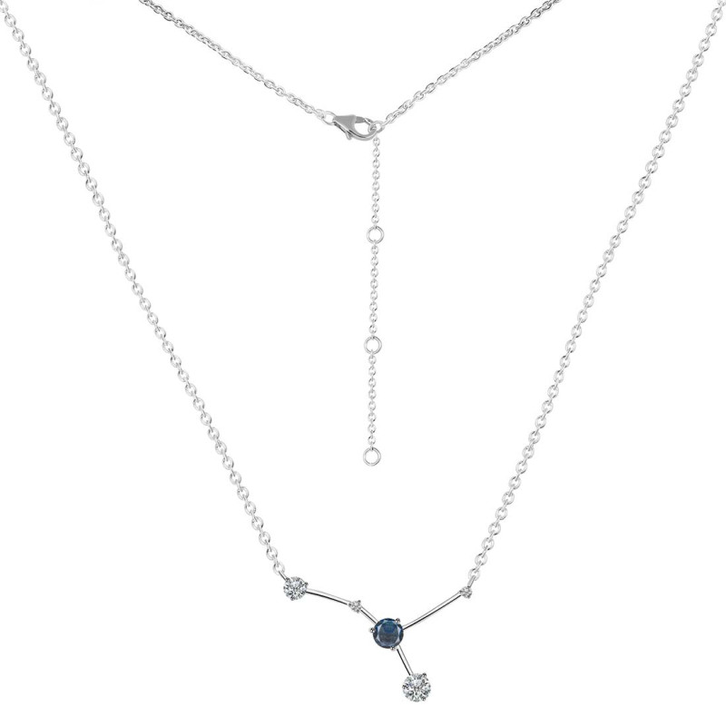 cancer Zodiac Star Constellation Labradorite & White Topaz Necklace