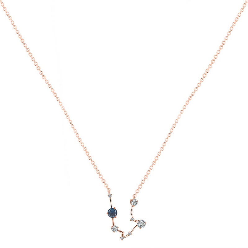 Aquarius Zodiac Star Constellation Labradorite & White Topaz Necklace LBD-RDN-487.