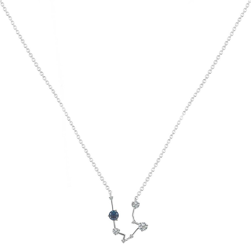 Aquarius Zodiac Star Constellation Labradorite & White Topaz Necklace LBD-RDN-487.