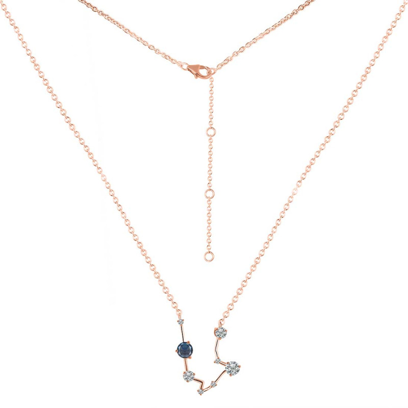 Aquarius Zodiac Star Constellation Labradorite & White Topaz Necklace LBD-RDN-487.