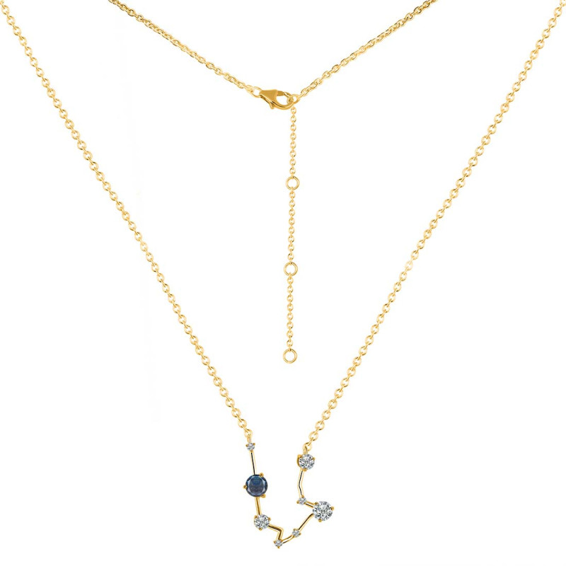 Aquarius Zodiac Star Constellation Labradorite & White Topaz Necklace LBD-RDN-487.