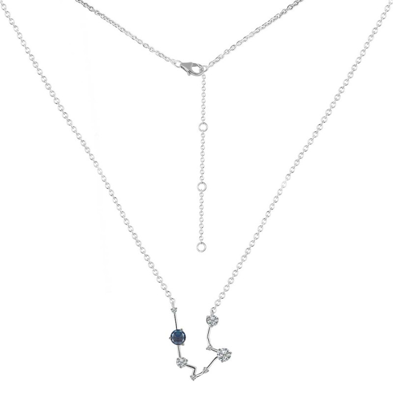 Aquarius Zodiac Star Constellation Labradorite & White Topaz Necklace