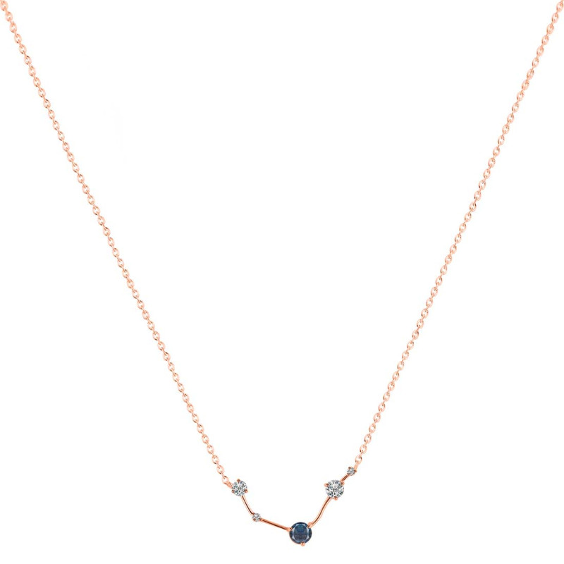 Aries Zodiac Star Constellation Labradorite & White Topaz Necklace LBD-RDN-488.