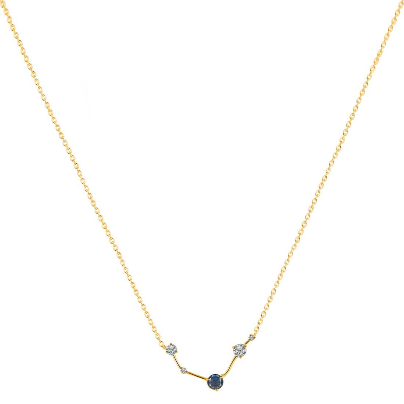Aries Zodiac Star Constellation Labradorite & White Topaz Necklace LBD-RDN-488.