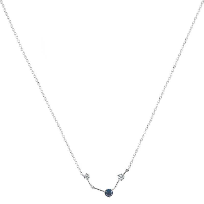 Aries Zodiac Star Constellation Labradorite & White Topaz Necklace LBD-RDN-488.
