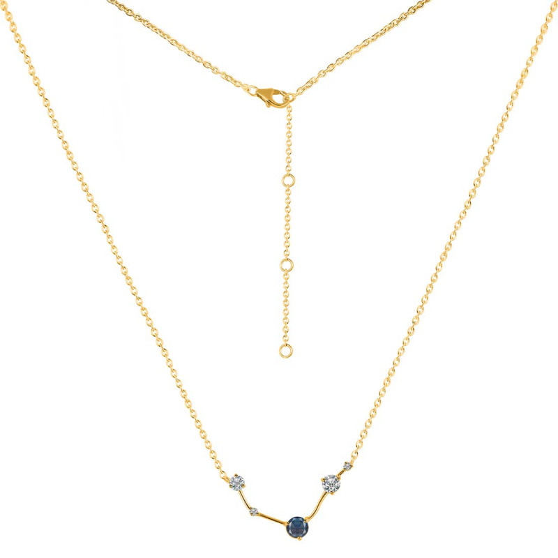 Aries Zodiac Star Constellation Labradorite & White Topaz Necklace LBD-RDN-488.