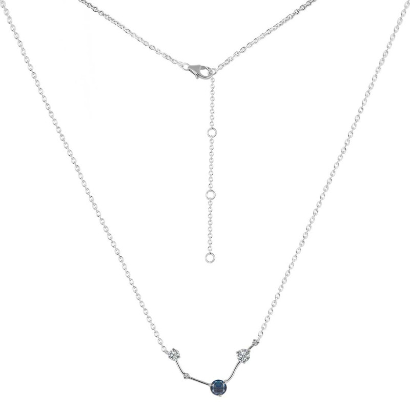 Aries Zodiac Star Constellation Labradorite & White Topaz Necklace