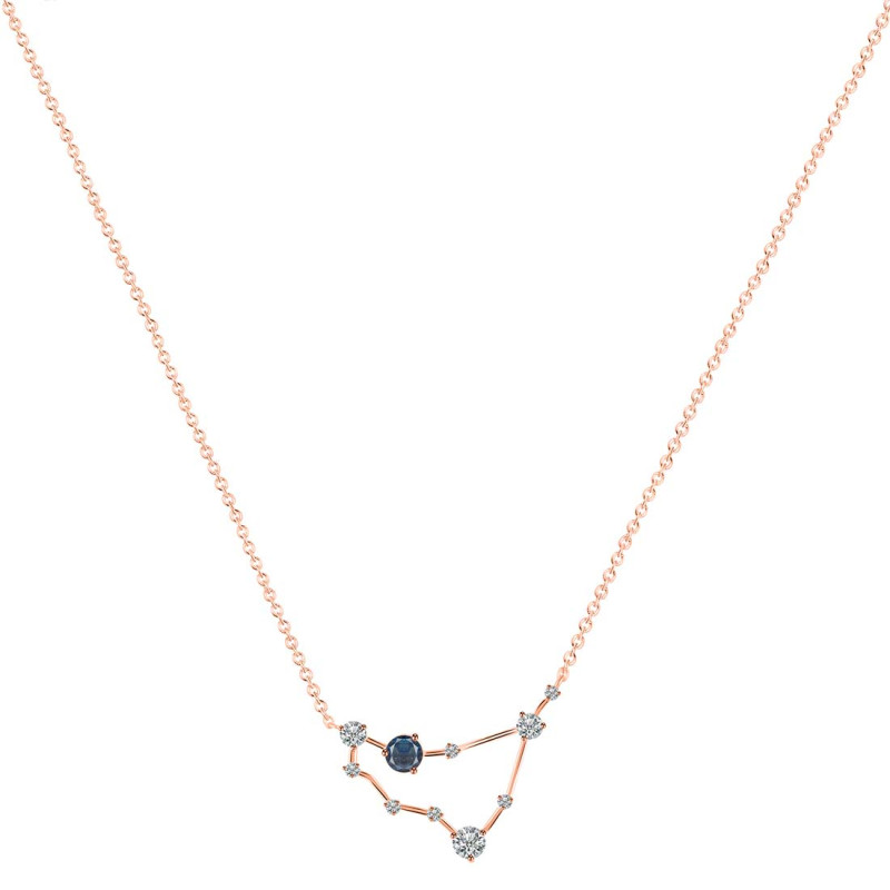 Capricorn Zodiac Star Constellation Labradorite & White Topaz Necklace LBD-RDN-489.