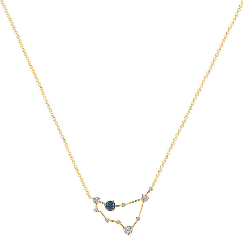 Capricorn Zodiac Star Constellation Labradorite & White Topaz Necklace LBD-RDN-489.