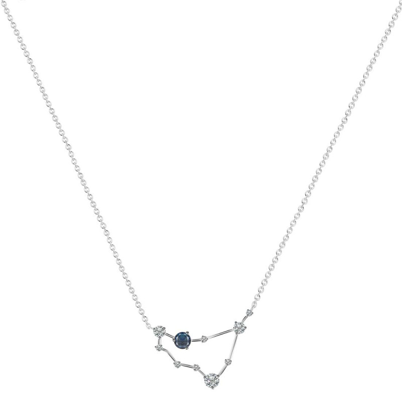 Capricorn Zodiac Star Constellation Labradorite & White Topaz Necklace LBD-RDN-489.
