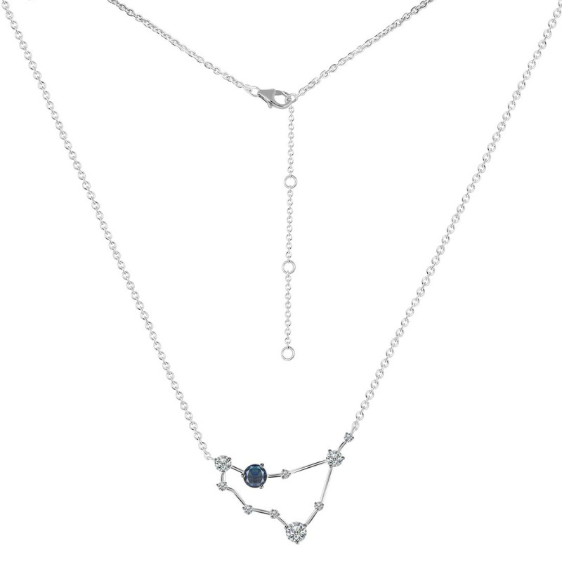 Capricorn Zodiac Star Constellation Labradorite & White Topaz Necklace