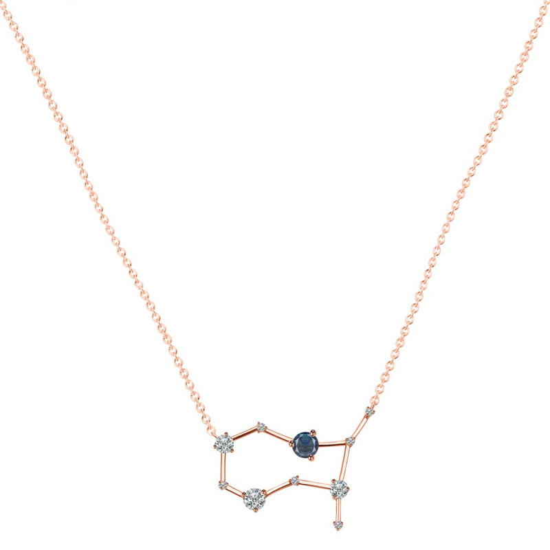 Gemini Zodiac Star Constellation Labradorite & White Topaz Necklace LBD-RDN-490.