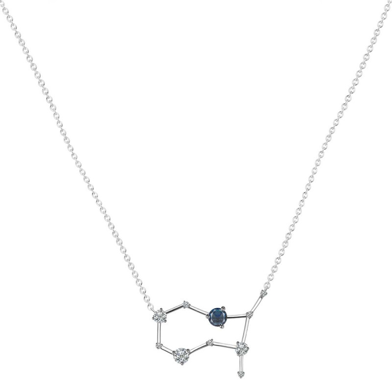 Gemini Zodiac Star Constellation Labradorite & White Topaz Necklace LBD-RDN-490.