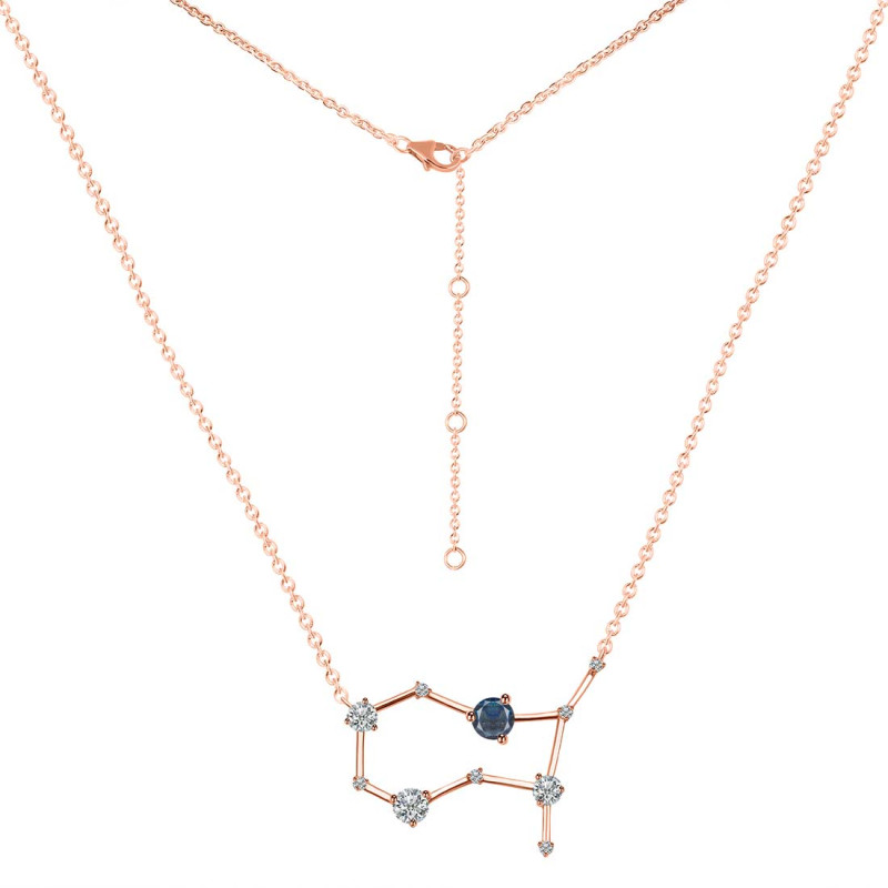 Gemini Zodiac Star Constellation Labradorite & White Topaz Necklace LBD-RDN-490.