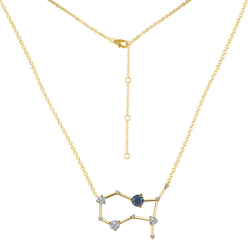 Gemini Zodiac Star Constellation Labradorite & White Topaz Necklace LBD-RDN-490.