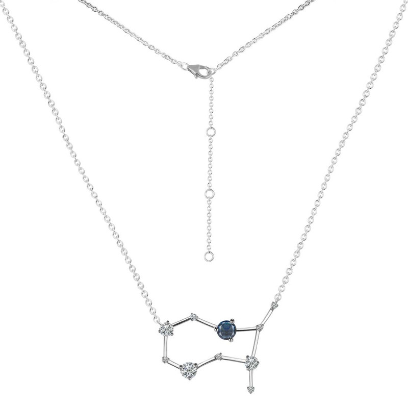 Gemini Zodiac Star Constellation Labradorite & White Topaz Necklace