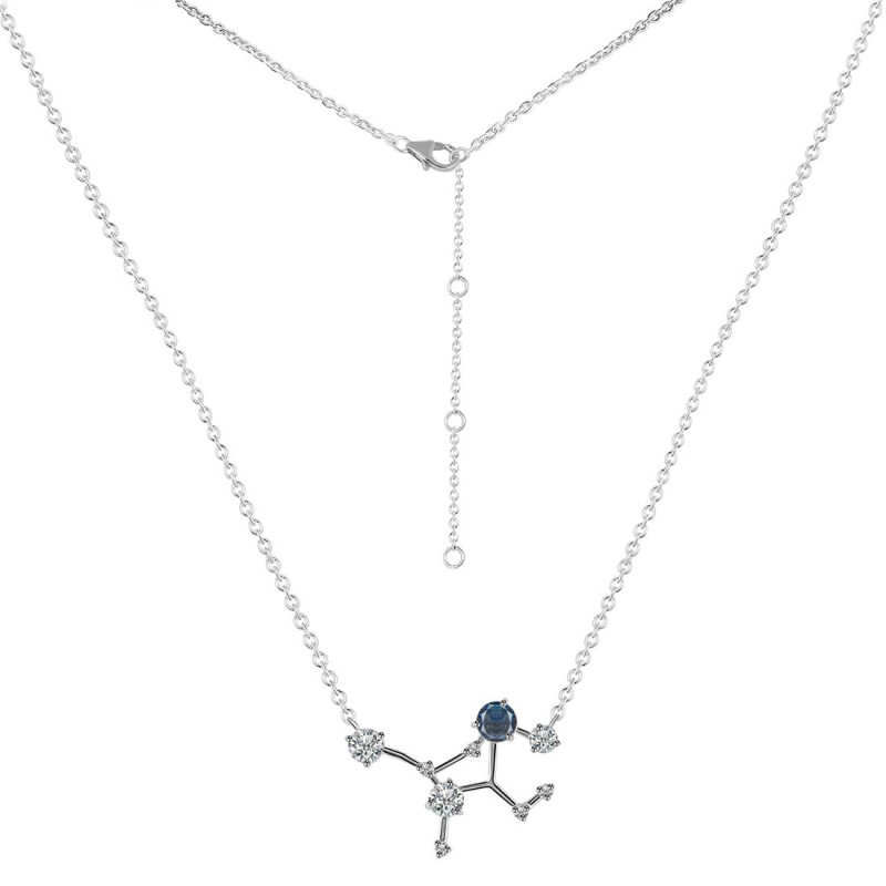 Virgo Zodiac Star Constellation Labradorite & White Topaz Necklace