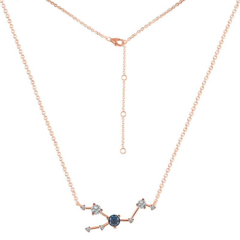 Taurus Zodiac Star Constellation Labradorite & White Topaz Necklace LBD-RDN-492.