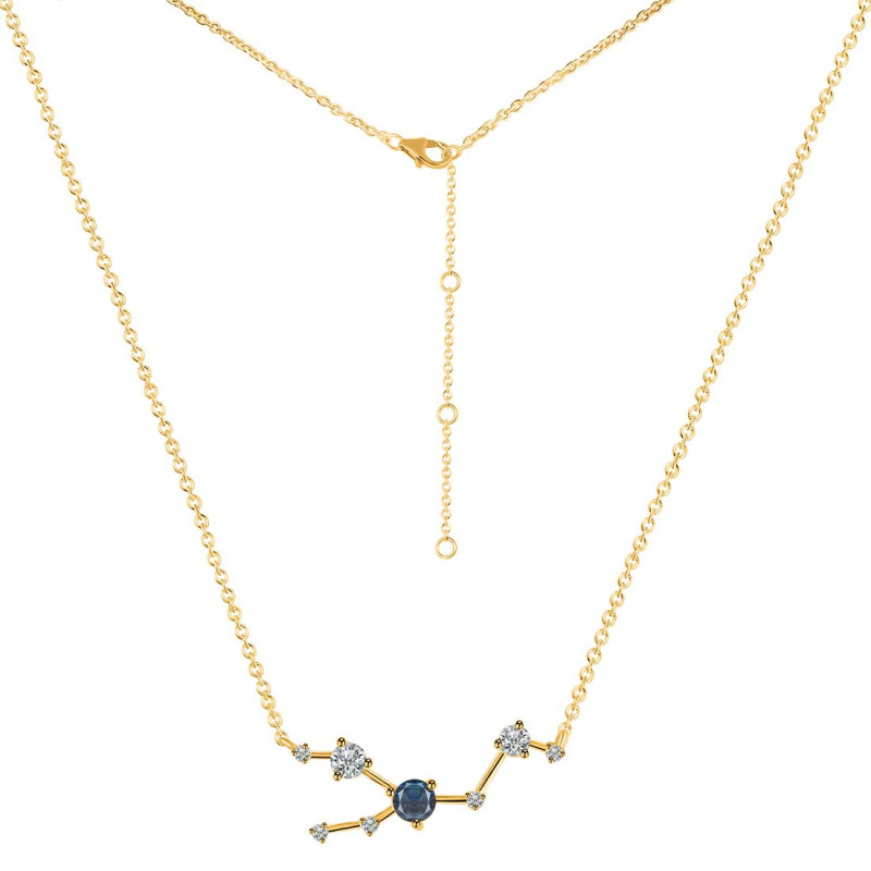 Taurus Zodiac Star Constellation Labradorite & White Topaz Necklace LBD-RDN-492.
