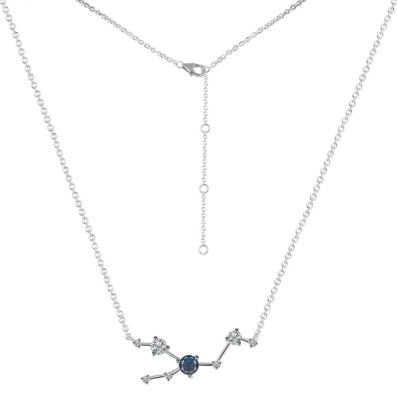 Taurus Zodiac Star Constellation Labradorite & White Topaz Necklace
