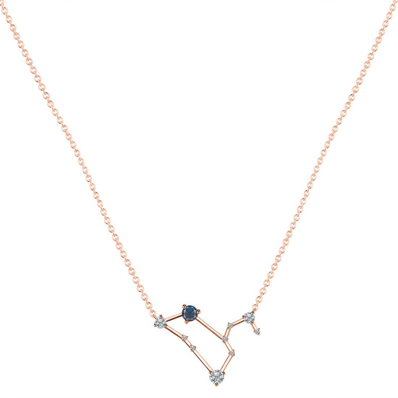 Leo Zodiac Star Constellation Labradorite & White Topaz Necklace LBD-RDN-493.