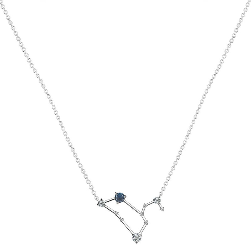 Leo Zodiac Star Constellation Labradorite & White Topaz Necklace LBD-RDN-493.