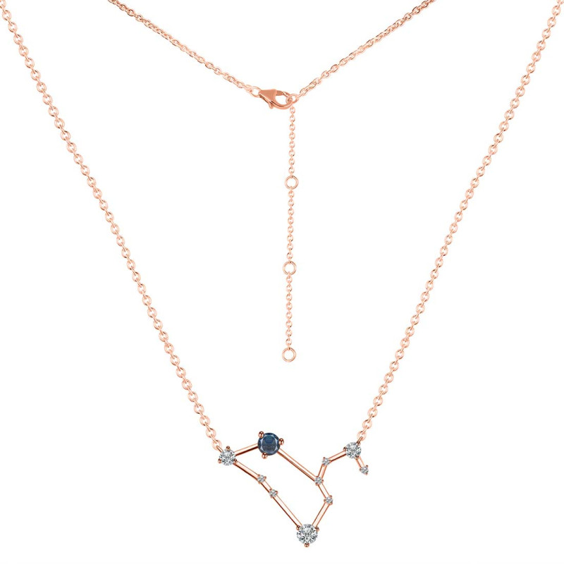 Leo Zodiac Star Constellation Labradorite & White Topaz Necklace LBD-RDN-493.